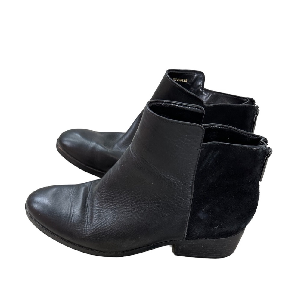 Cole Haan 8B black leather ankle boots suede flats fall neutral business casual